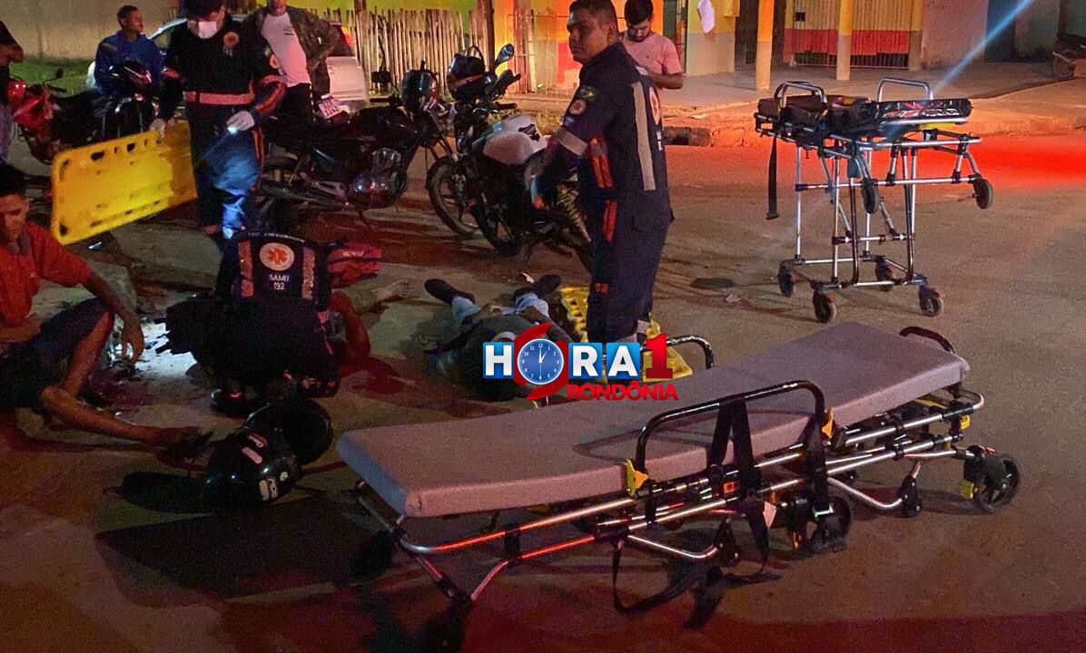 Grave colisão entre motos deixa três pessoas feridas na zona leste de Porto Velho