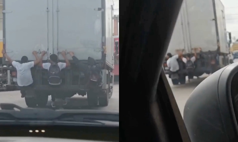 “Rolezinho perigoso” vira moda: ‘amostradinhos’ se penduram na traseira de caminhão no Jorge Teixeira