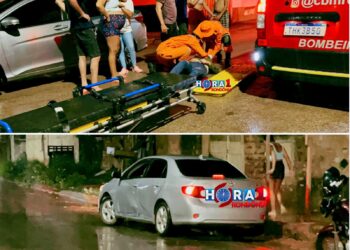 Mulher fica ferida após forte colisão entre carro e moto na zona Leste de Porto Velho