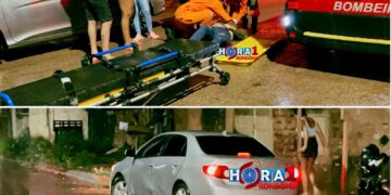 Mulher fica ferida após forte colisão entre carro e moto na zona Leste de Porto Velho