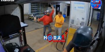 VEJA O VÍDEO: Frentista é rendido e agredido durante assalto em posto de combustível na zona Sul de Porto Velho